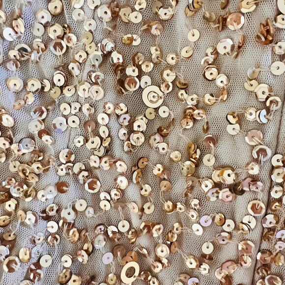 Adrianna Papell Sequin Dress Gold Short Sleeve Holiday Party Glam Size 12 - Picture 8 of 13